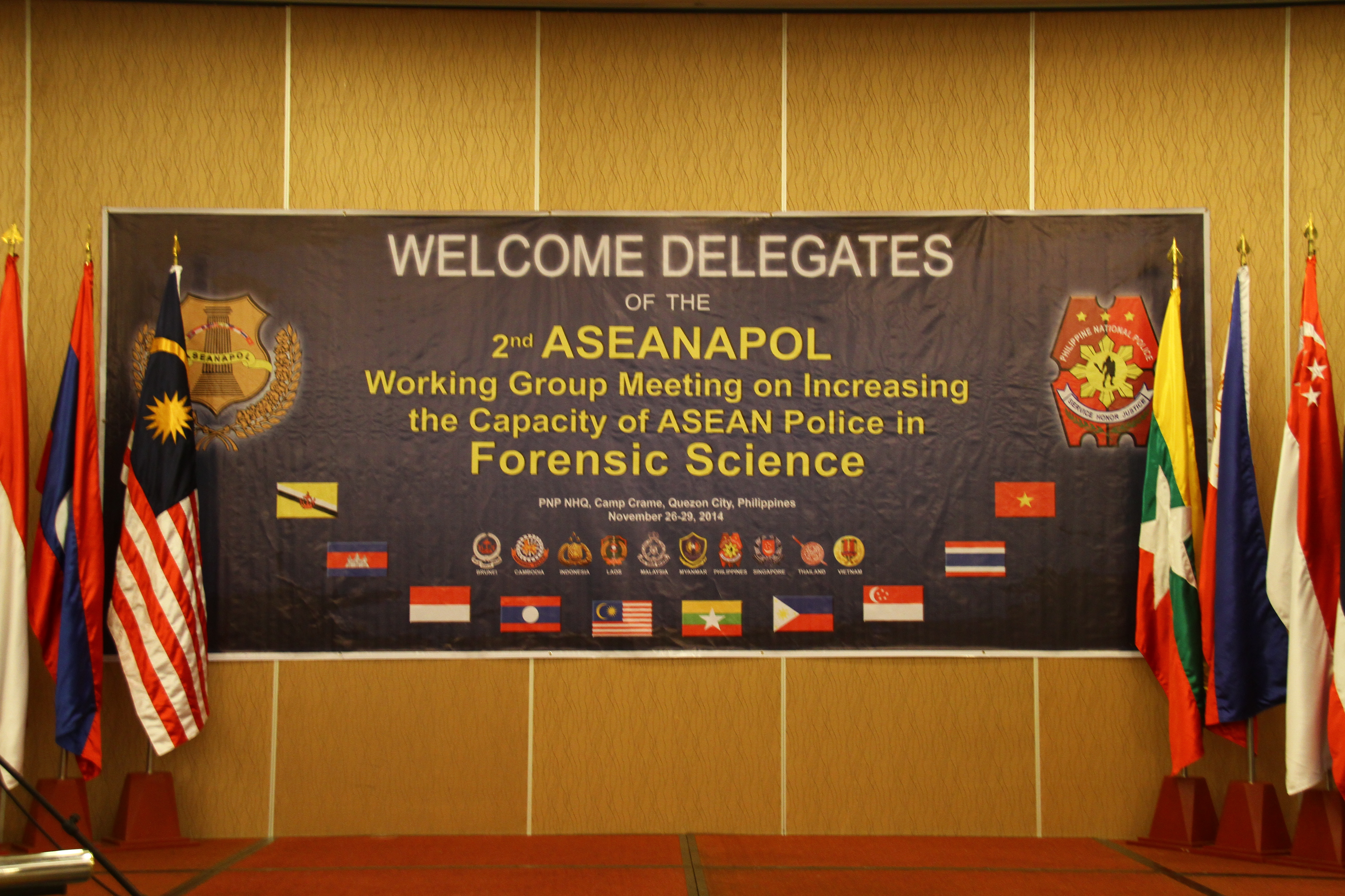 2nd Working Group Meeting on the Need To Increase the Capacity of ASEAN Police in Forensic Science and the Formation of the ASEAN POLICE FORENSIC SCIENCE NETWORK (APFSN) 26th to 29th November, Summit Ridge Hotel, Tagaytay, Philippines.