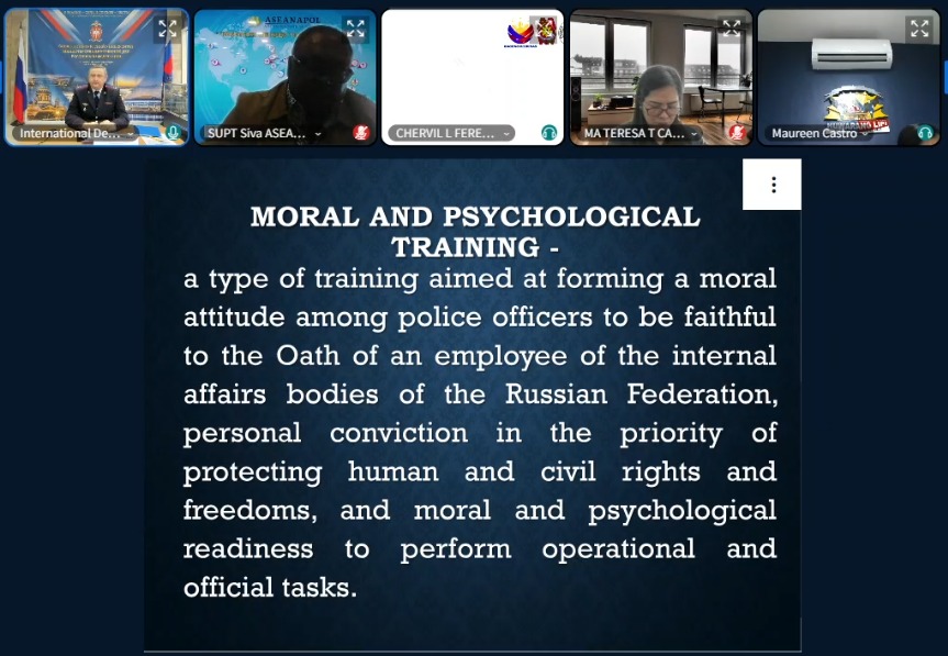 ASEANAPOL Member Country Personnel and Secretariat Participate in the Online Training Course on Fundamentals of Profiling by the Ministry of Internal Affairs of the Russian Federation.